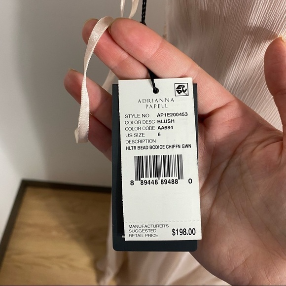 Adrianna Papell Halter Gown Beaded Bodice NWT Pink Sz 6 - Picture 7 of 9